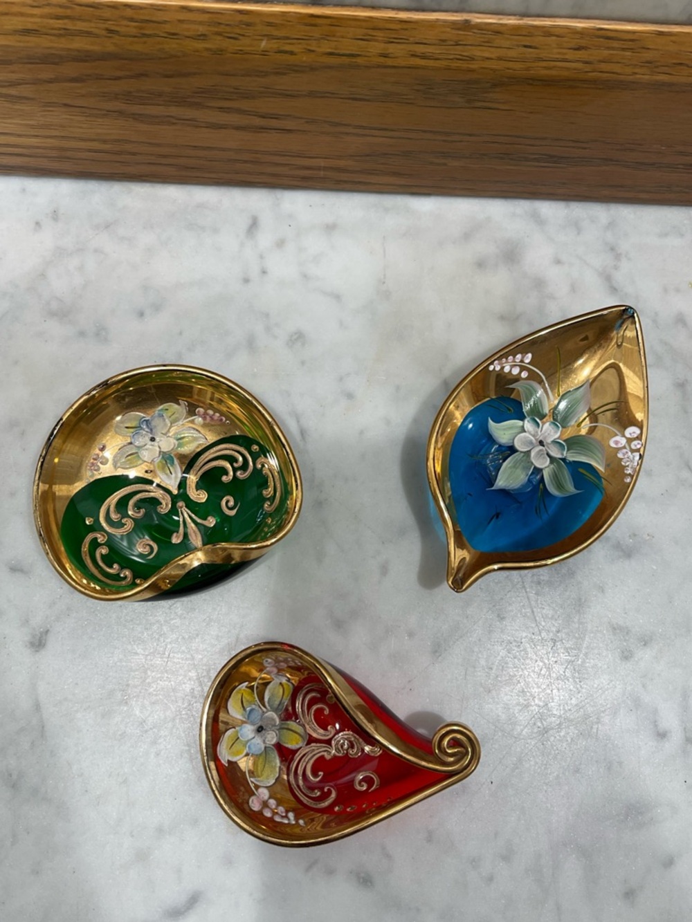 Set of 3 Vintage Bohemian Crystal Ashtrays/ Trinket Dishes